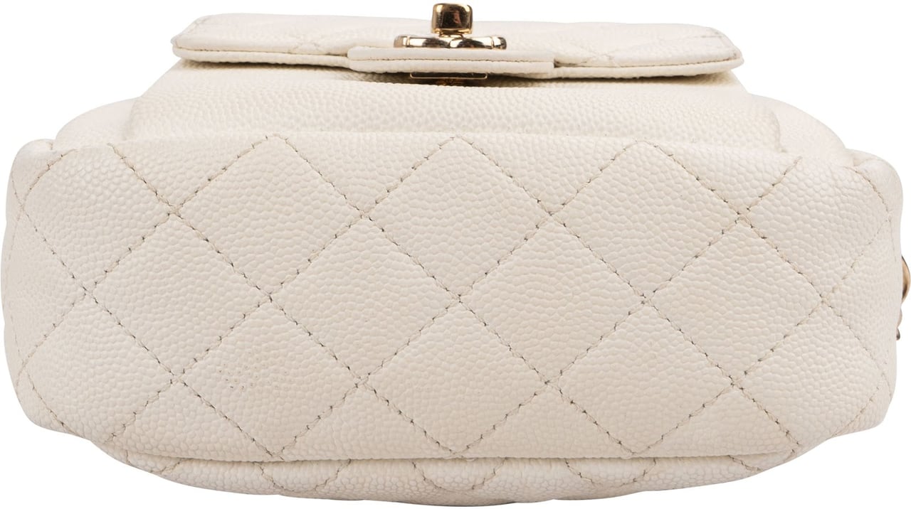 Chanel Quilted Caviar Leather Small Round Camera Crossbody Bag Beige