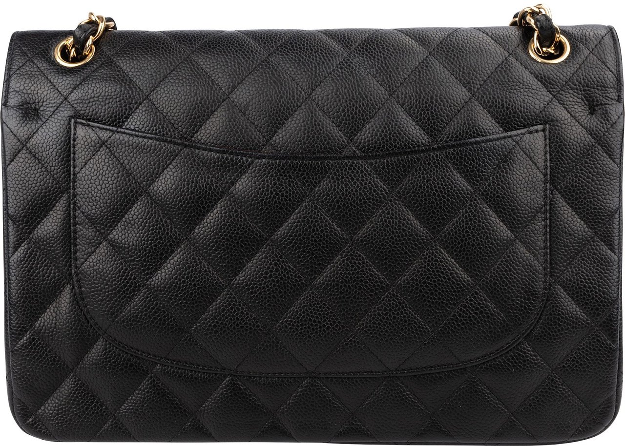Chanel Quilted Caviar Leather Jumbo Double Flap Crossbody Bag Zwart