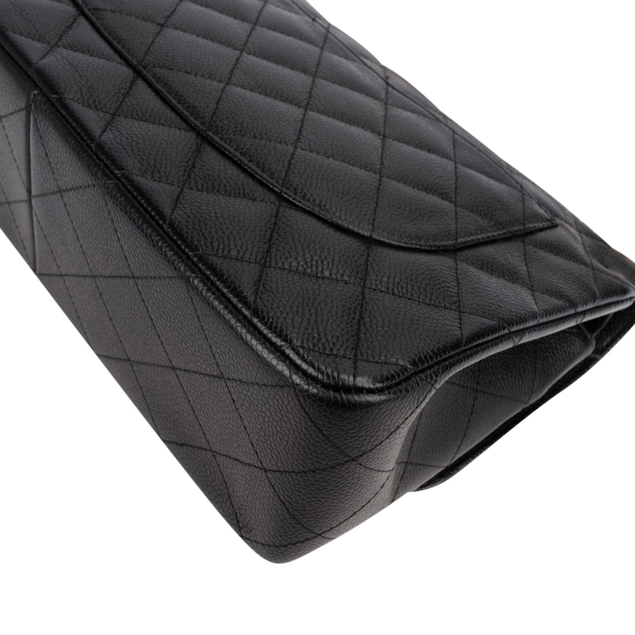 Chanel Quilted Caviar Leather Jumbo Double Flap Crossbody Bag Zwart