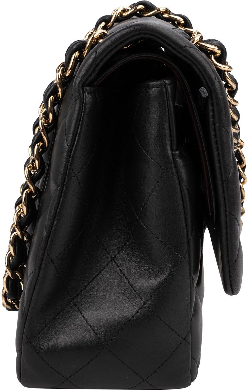 Chanel Quilted Lambskin Jumbo Double Flap Crossbody Bag Zwart