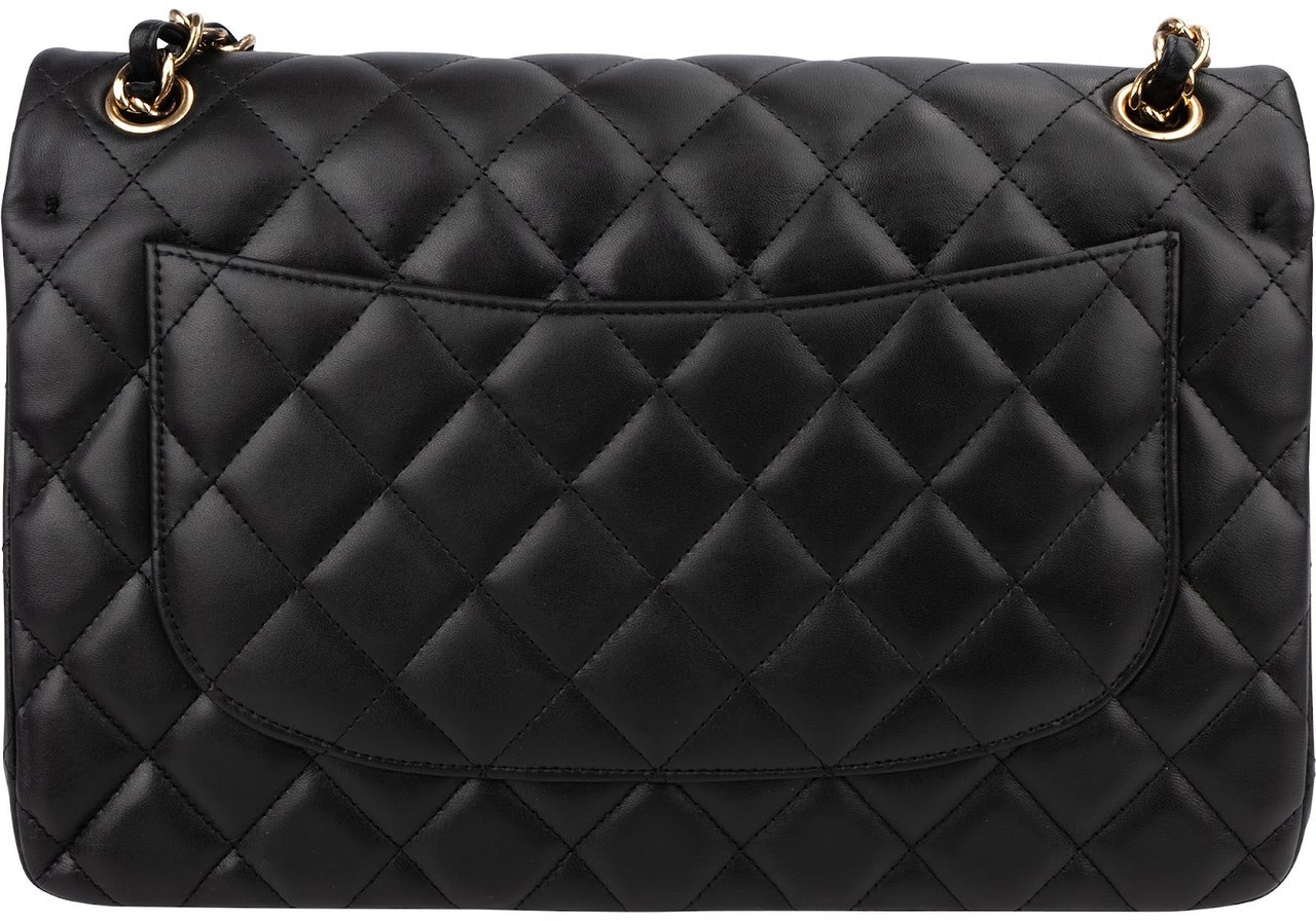 Chanel Quilted Lambskin Jumbo Double Flap Crossbody Bag Zwart