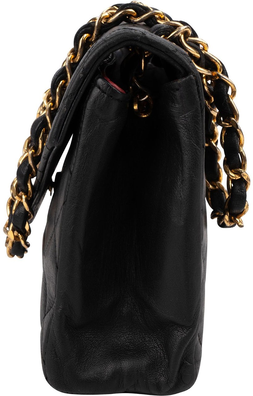 Chanel Quilted Lambskin CC Envelope Small 24K Gold Single Flap Crossbody Bag Zwart