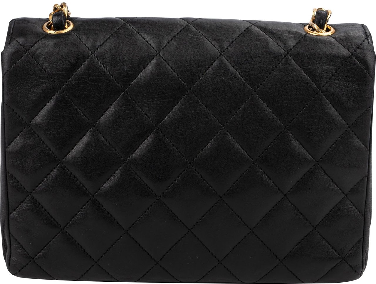 Chanel Quilted Lambskin CC Envelope Small 24K Gold Single Flap Crossbody Bag Zwart