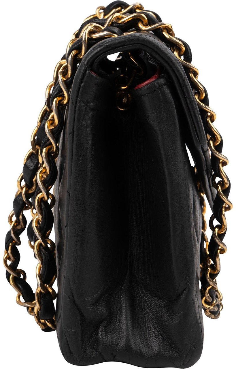 Chanel Quilted Lambskin CC Envelope Small 24K Gold Single Flap Crossbody Bag Zwart