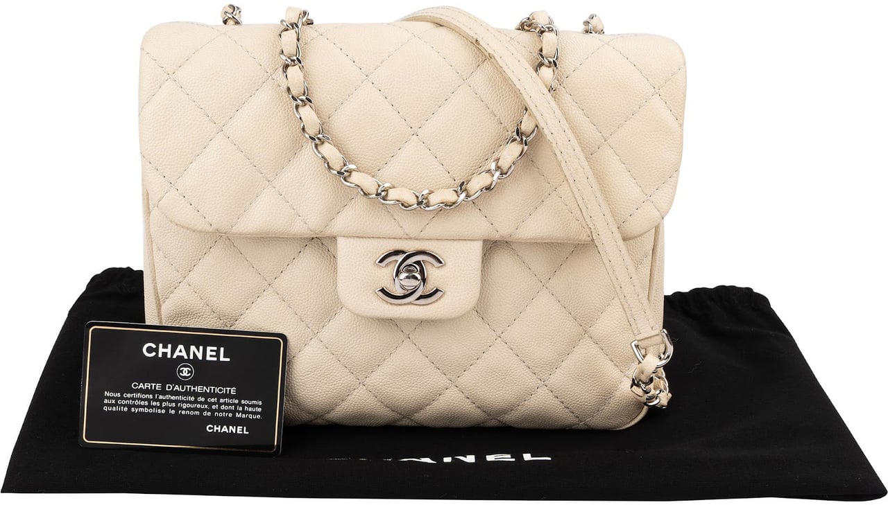 Chanel Quilted Caviar Leather Small Boxy Single Flap Crossbody Bag Divers