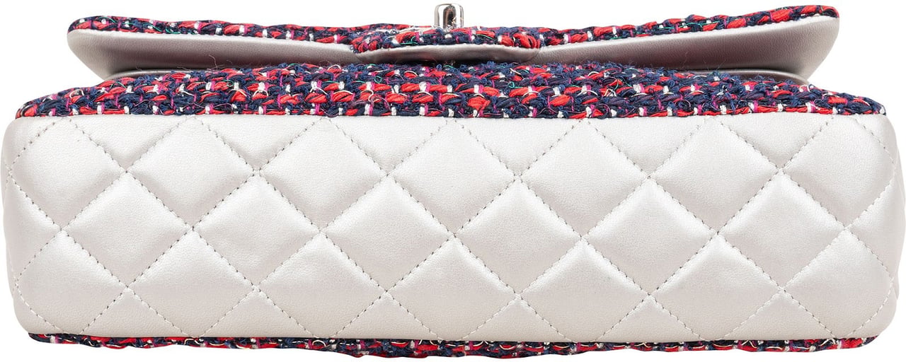 Chanel Quilted Multicolor Tweed and Lambskin Medium Double Flap Shoulder Bag Rood