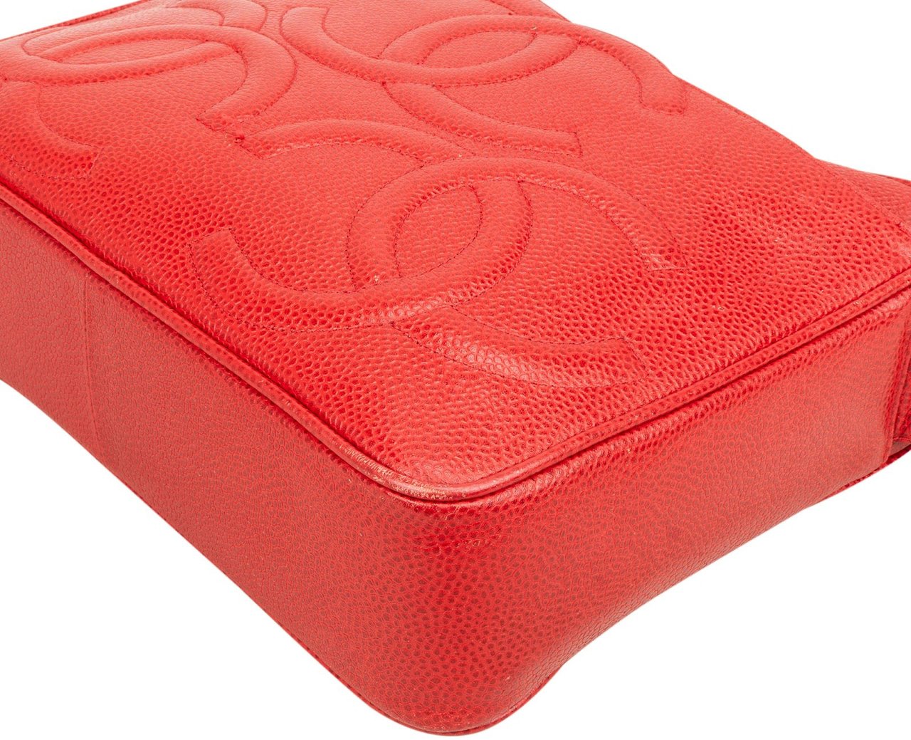 Chanel Caviar Leather Triple CC Large Camera Knot Shoulder Bag Rood
