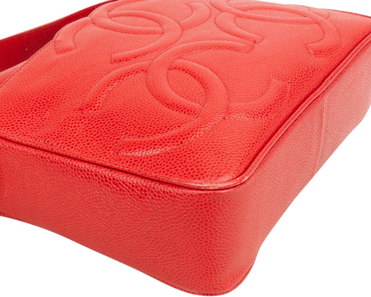 Chanel Caviar Leather Triple CC Large Camera Knot Shoulder Bag Rood