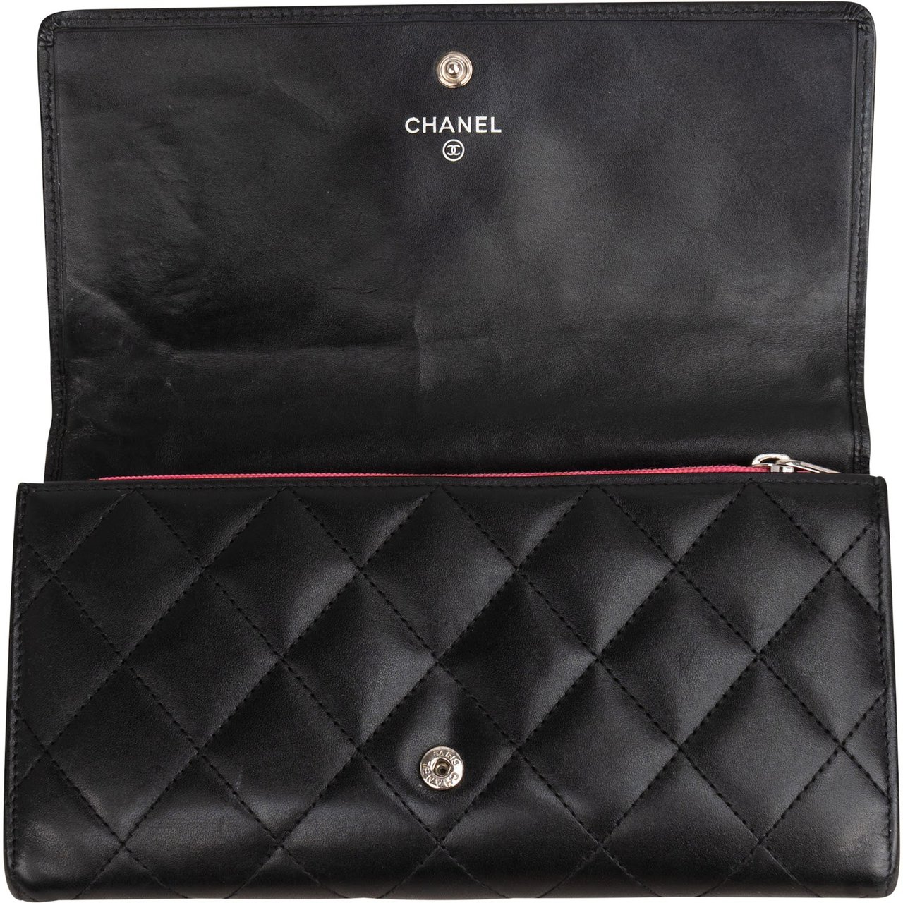 Chanel Quilted Lambskin CC Cambon Ligne Wallet Zwart