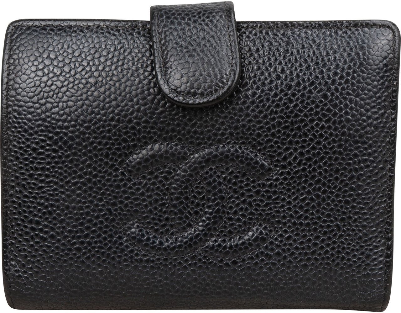 Chanel Caviar Leather CC Bifold Wallet Zwart