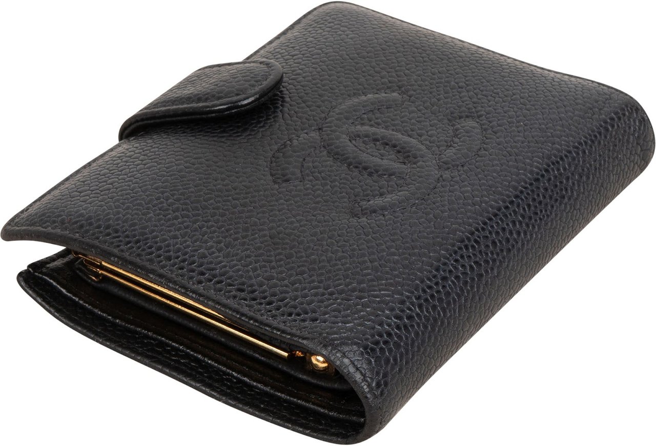 Chanel Caviar Leather CC Bifold Wallet Zwart
