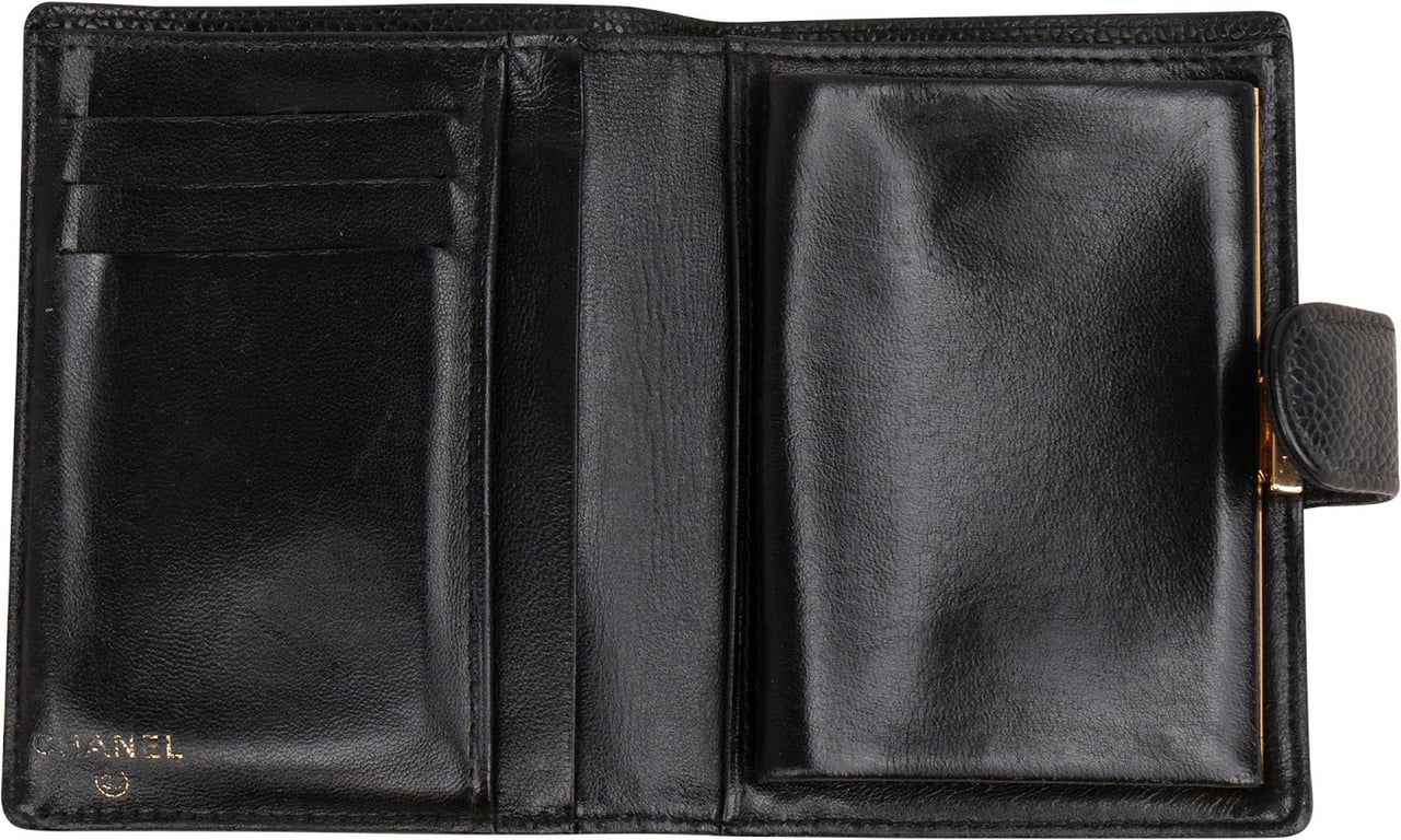 Chanel Caviar Leather CC Bifold Wallet Zwart