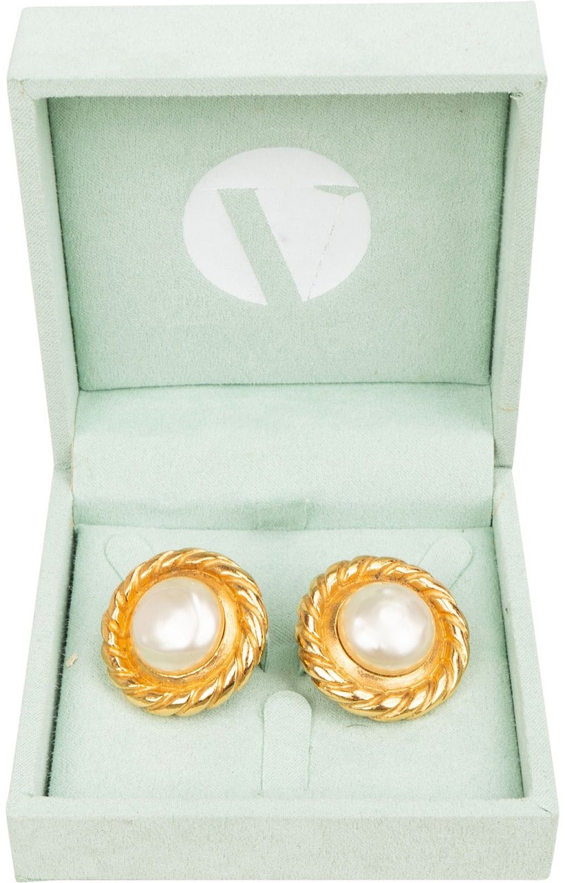 Chanel Pearl Rope Clip-On Earrings Clips Oranje