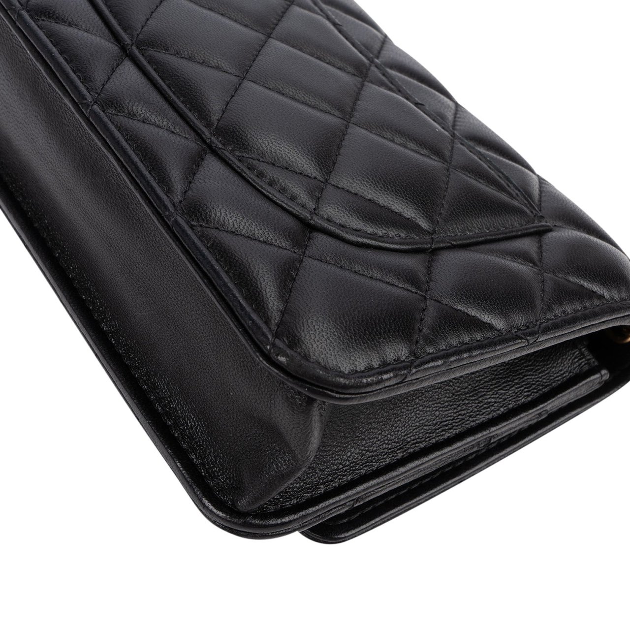 Chanel Quilted Lambskin Pearl Crush Wallet On Chain Crossbody Bag Zwart