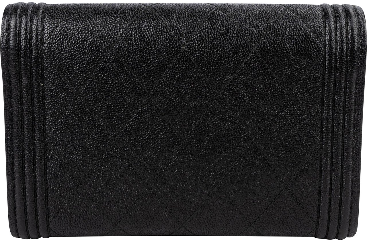 Chanel Caviar Leather Small Boy Wallet Zwart