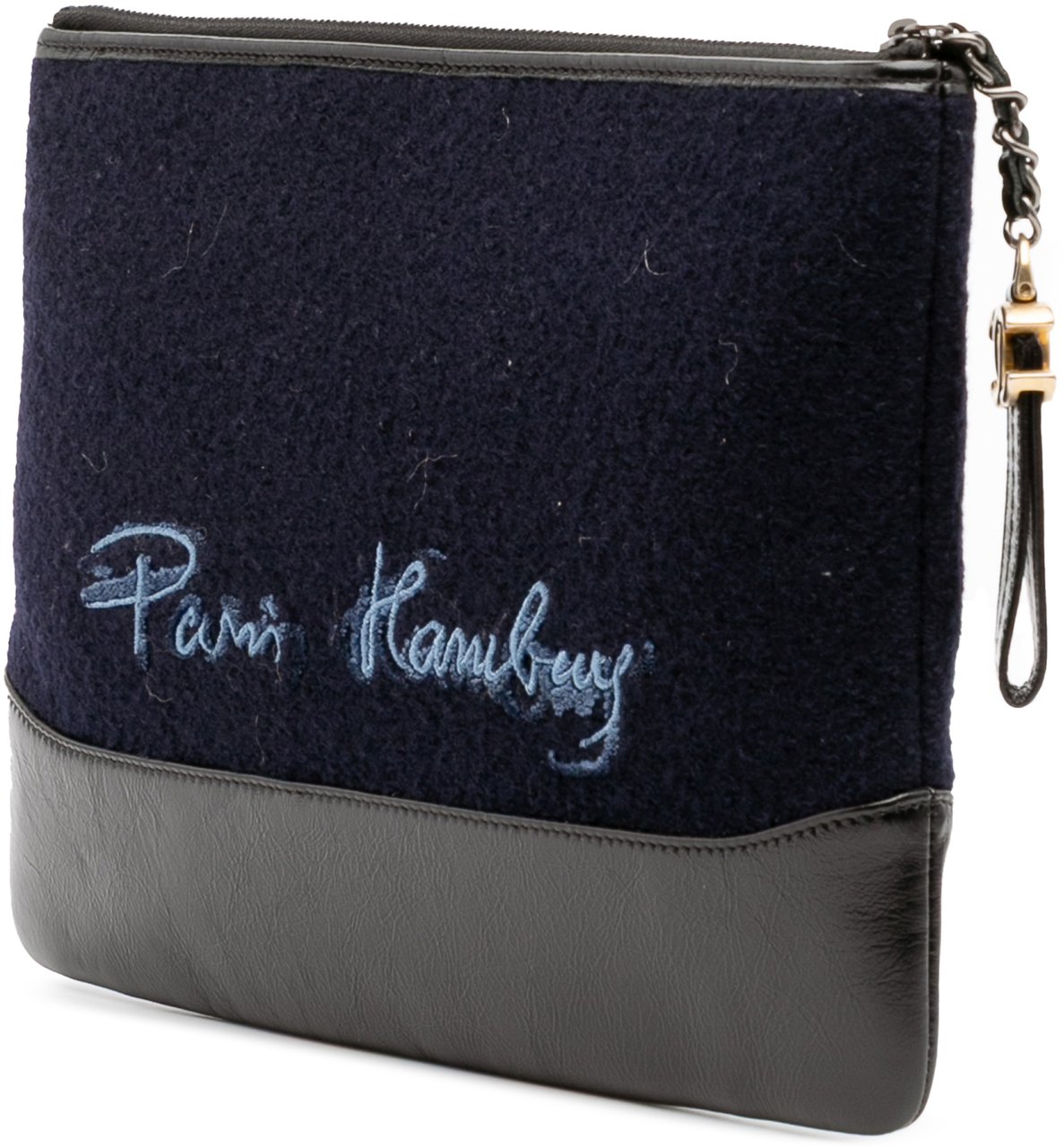 Chanel Paris-Hamburg Wool Embroidered Gabrielle Clutch Blauw