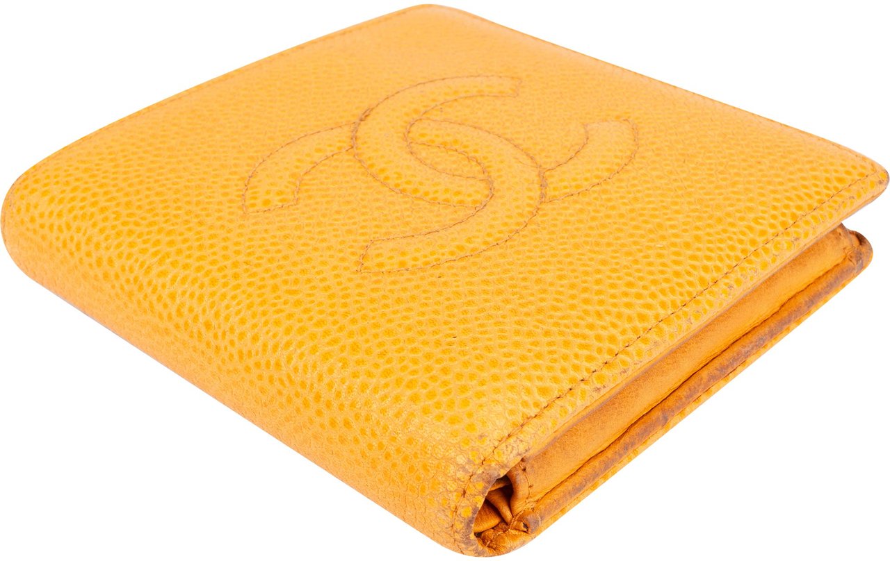 Chanel Chanel Caviar Leather CC Wallet Geel