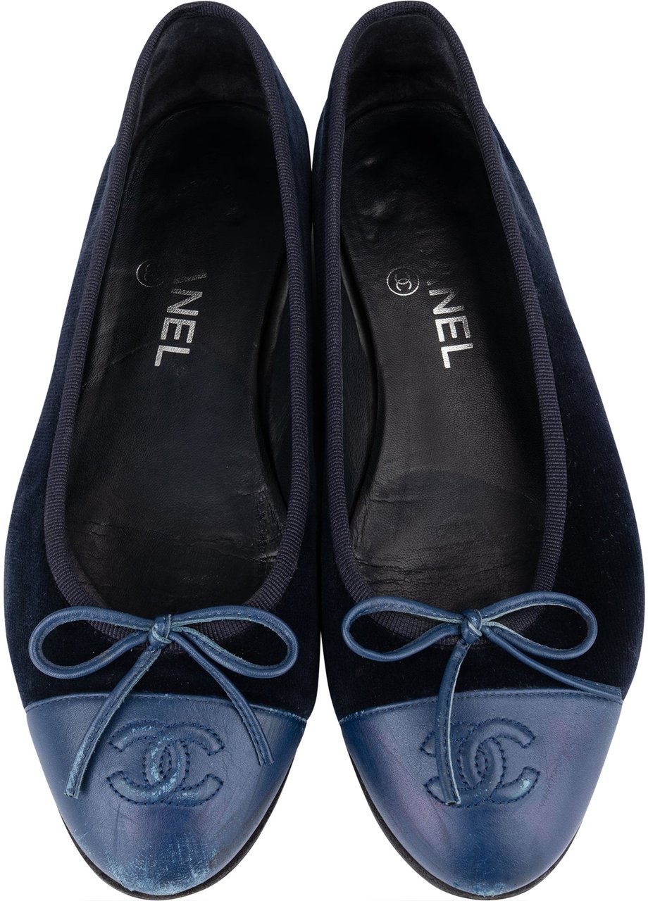 Chanel Chanel Blue Satin Ballerinas (36 1/2) Blauw