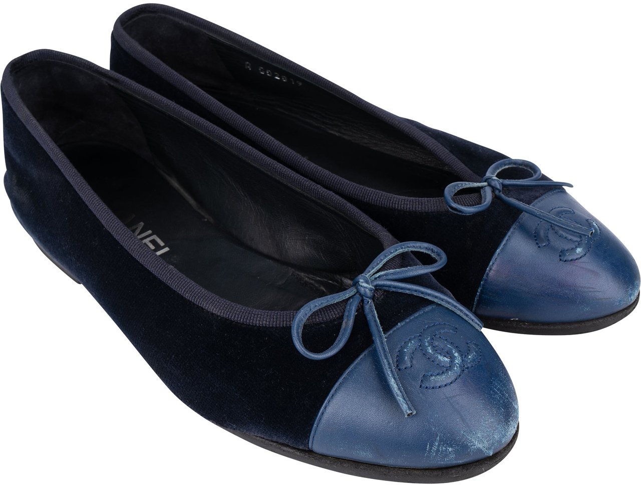 Chanel Chanel Blue Satin Ballerinas (36 1/2) Blauw