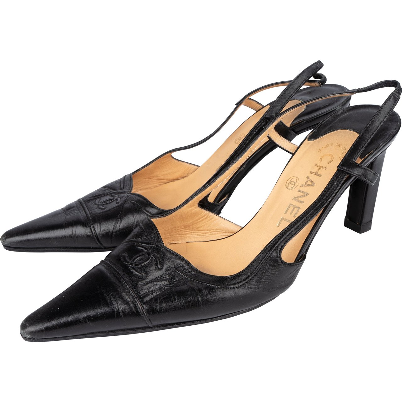 Chanel Chanel Black Leather CC Pumps (36,5) Divers