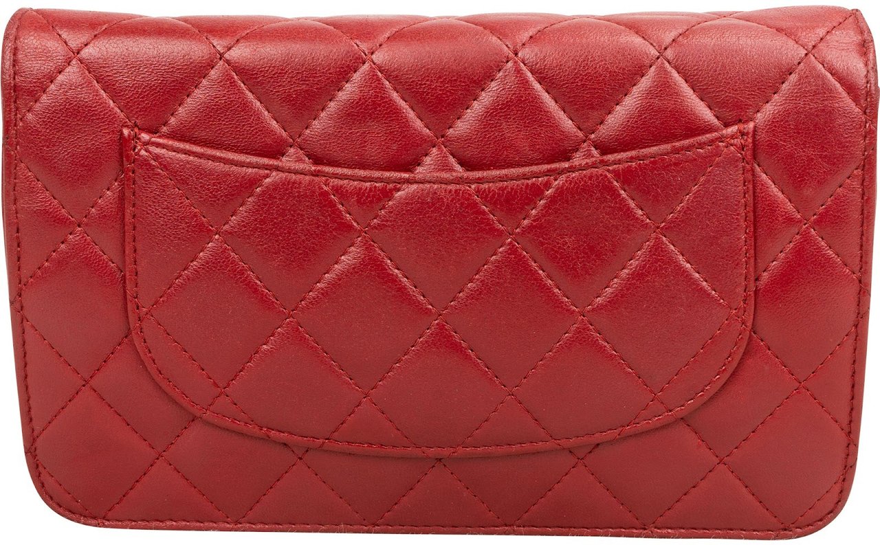 Chanel Quilted Lambskin Wallet On Chain Crossbody Bag Rood