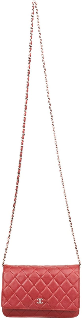 Chanel Quilted Lambskin Wallet On Chain Crossbody Bag Rood