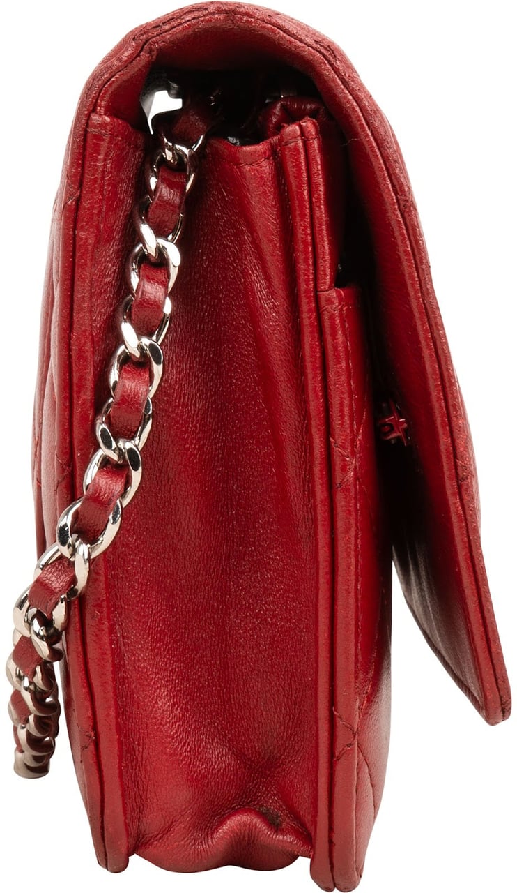 Chanel Quilted Lambskin Wallet On Chain Crossbody Bag Rood