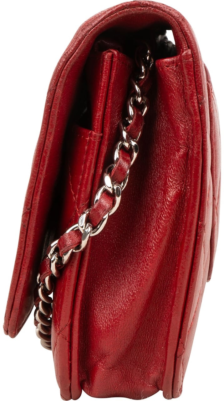 Chanel Quilted Lambskin Wallet On Chain Crossbody Bag Rood