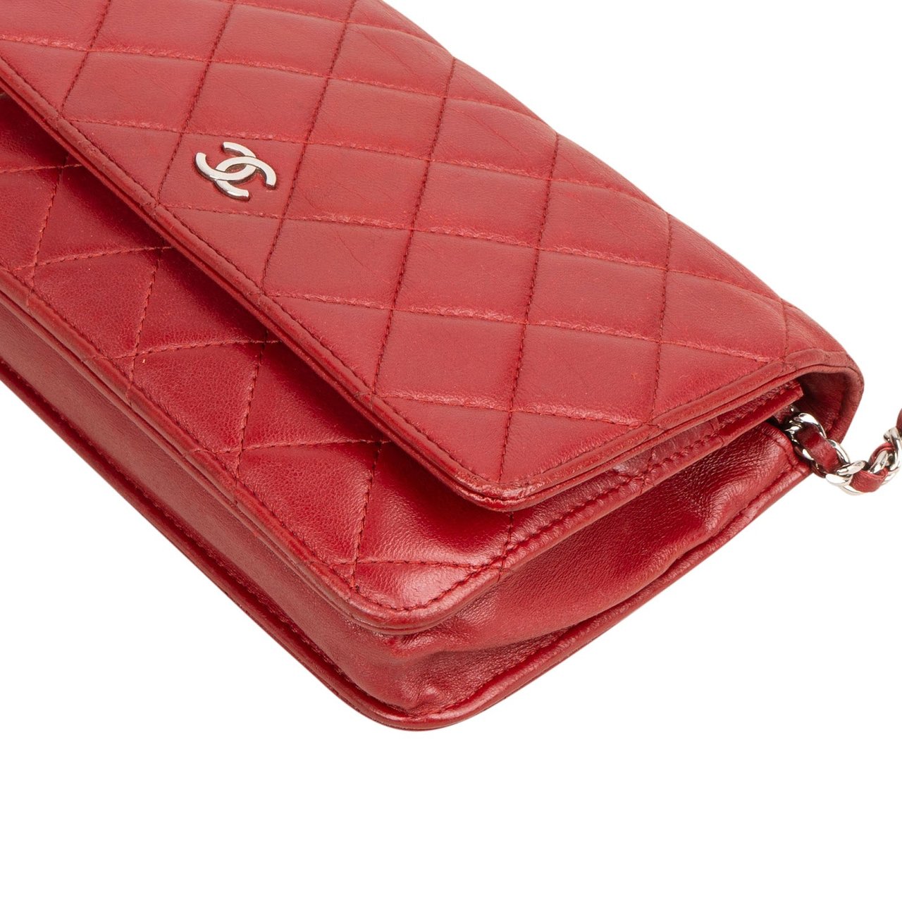 Chanel Quilted Lambskin Wallet On Chain Crossbody Bag Rood