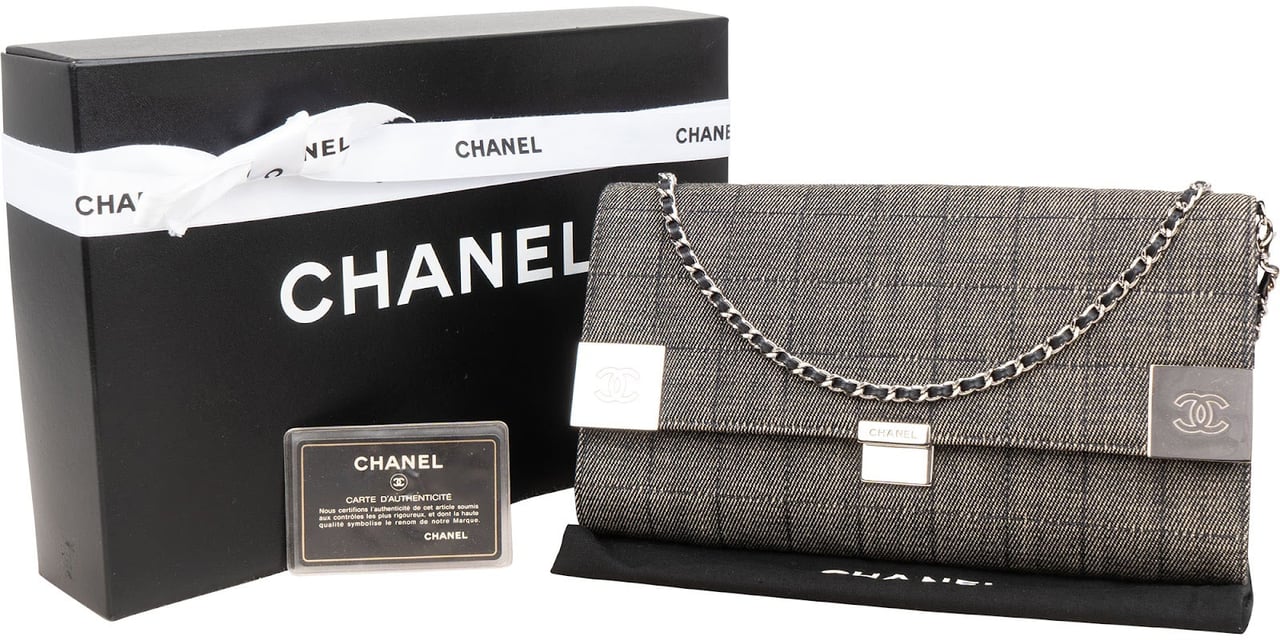 Chanel Denim Chocolate Bar Single Flap Shoulder Bag Divers