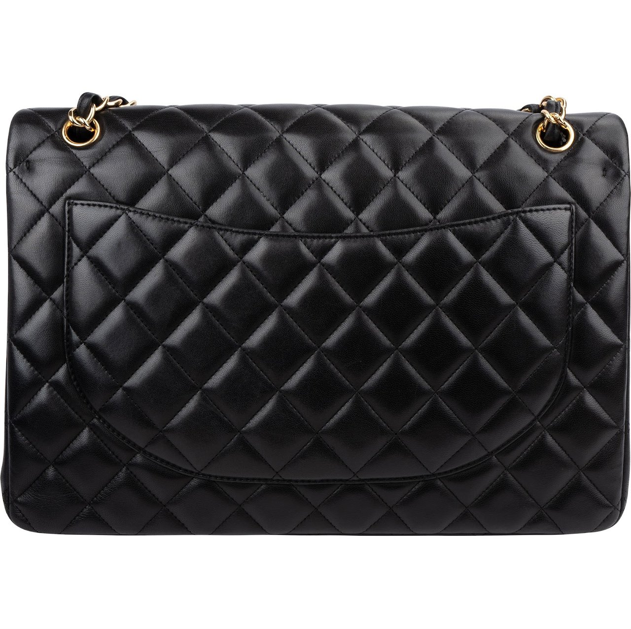 Chanel Quilted Lambskin Maxi Double Flap Crossbody Bag Zwart