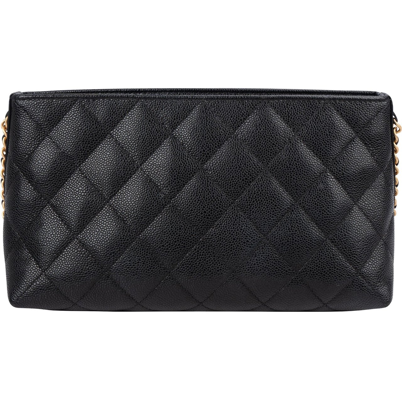 Chanel Quilted Caviar Leather Side Chain Clutch Bag Zwart