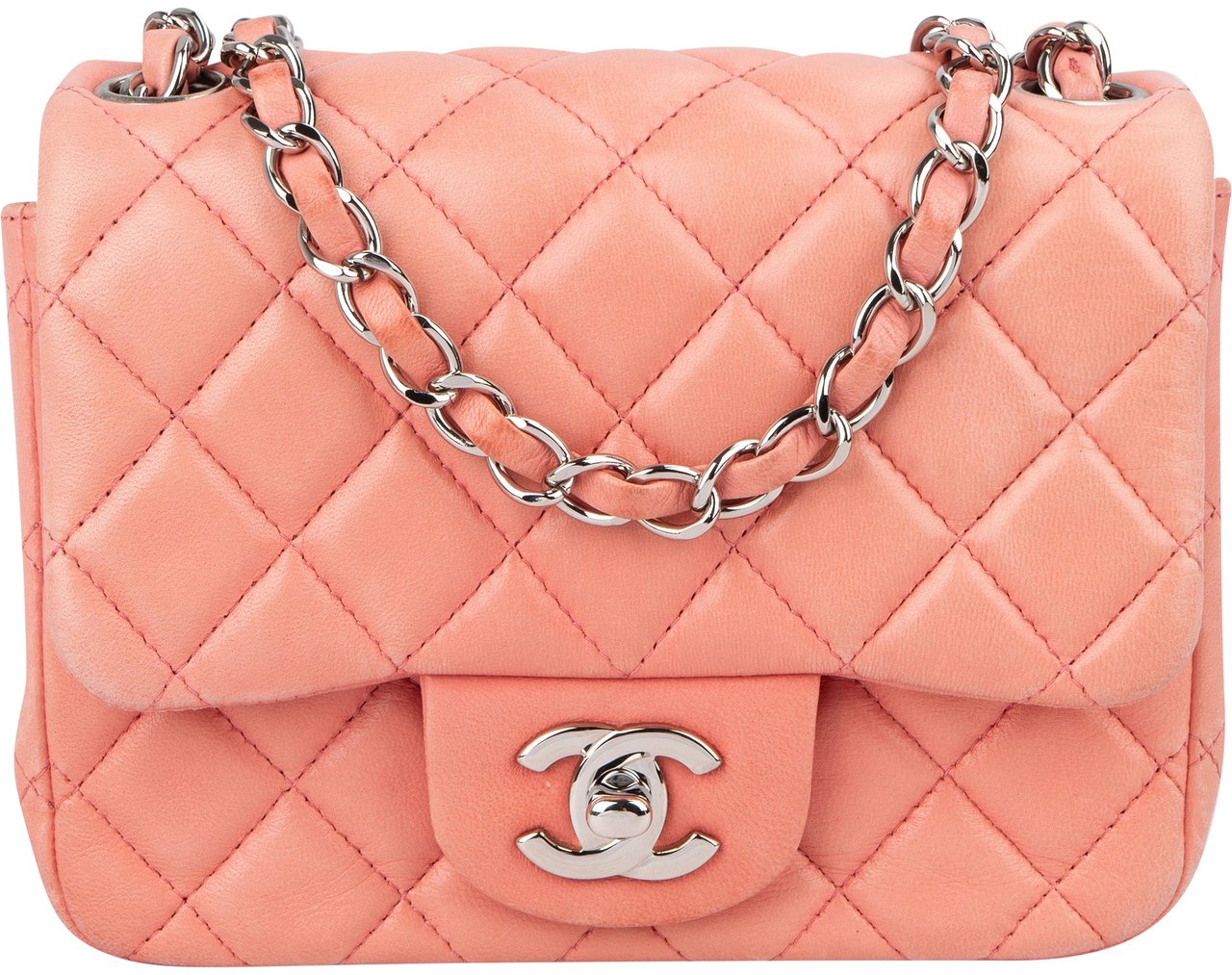 Chanel Quilted Lambskin Palladium Mini Rectangular Single Flap Crossbody Bag Divers