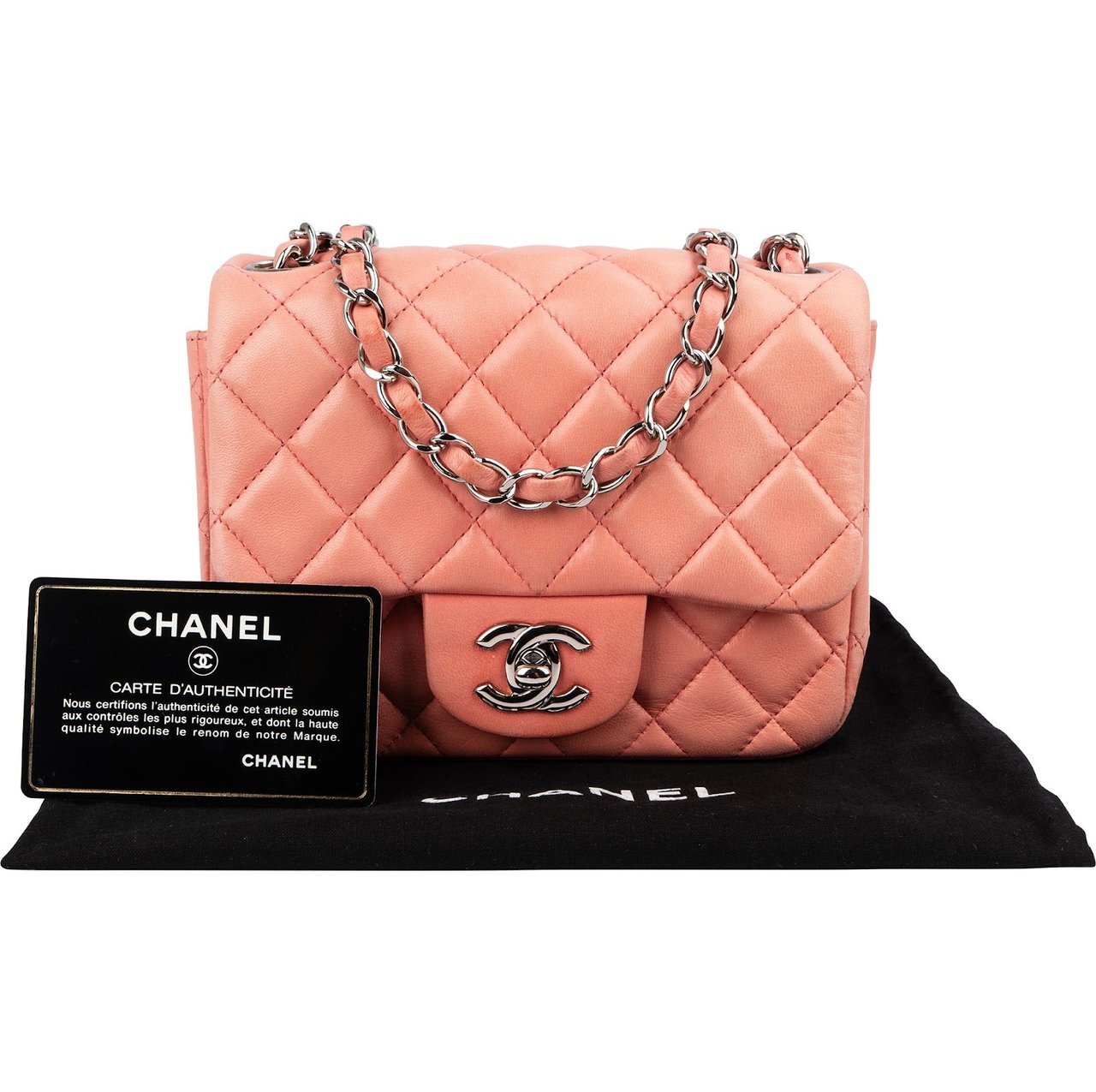 Chanel Quilted Lambskin Palladium Mini Rectangular Single Flap Crossbody Bag Divers