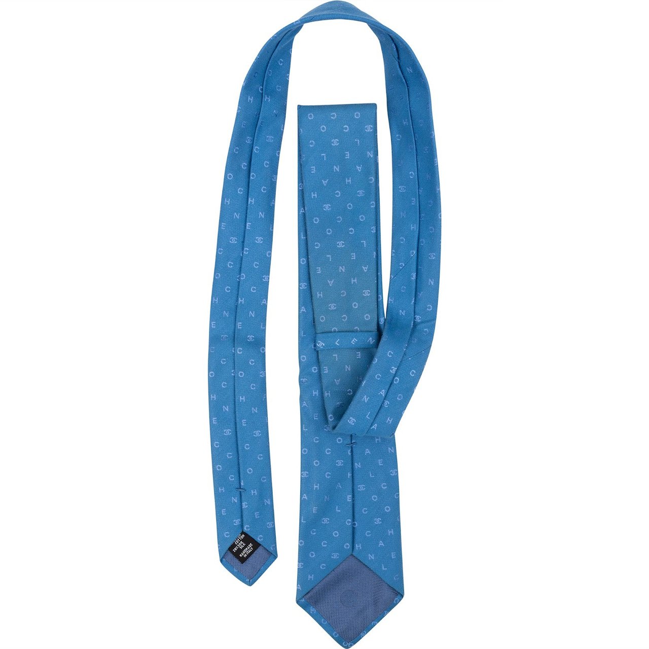 Chanel Letters Emblem Silk Tie Krawatte Blauw
