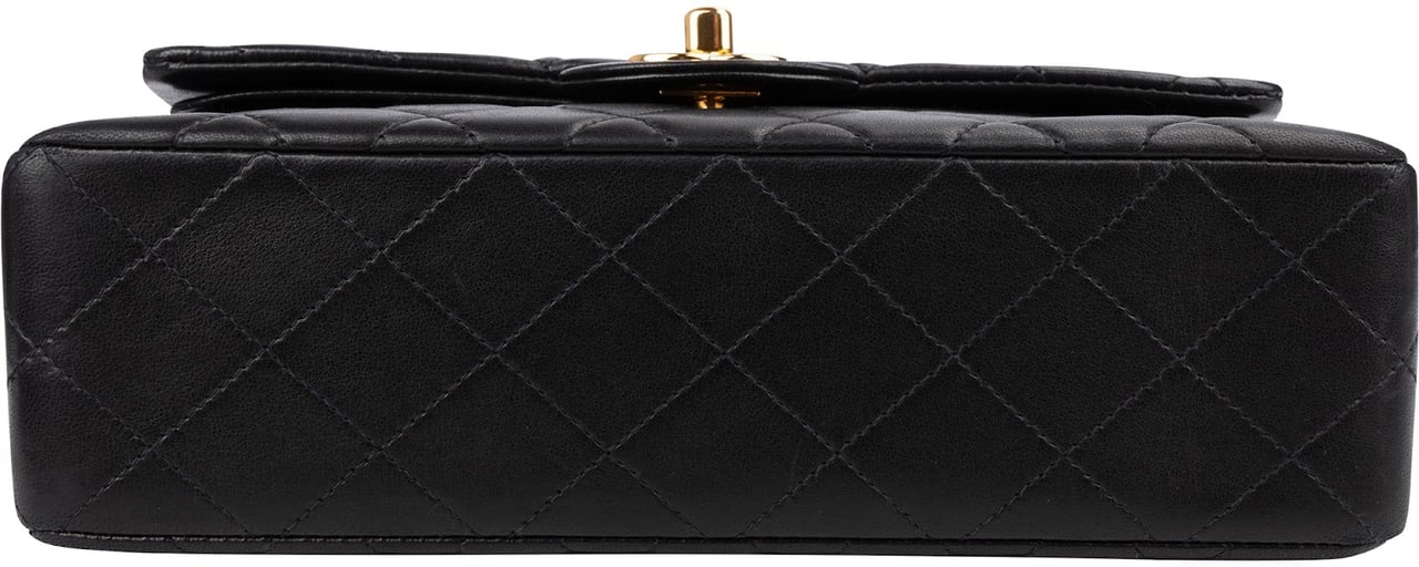 Chanel Quilted Lambskin 24K Gold Small Double Flap Shoulder Bag Zwart