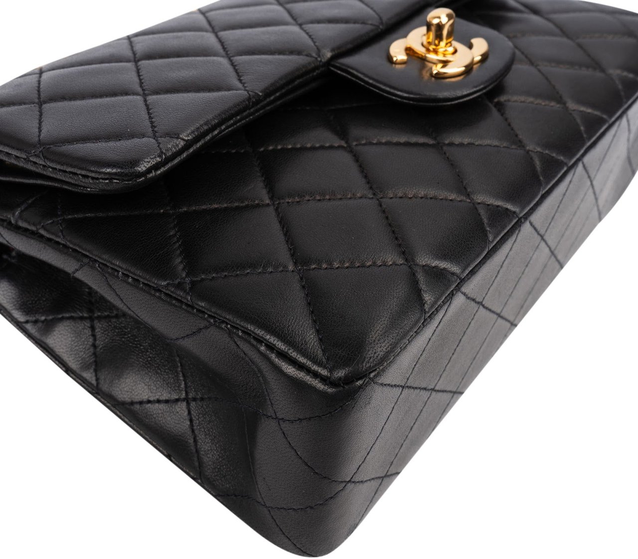 Chanel Quilted Lambskin 24K Gold Small Double Flap Shoulder Bag Zwart
