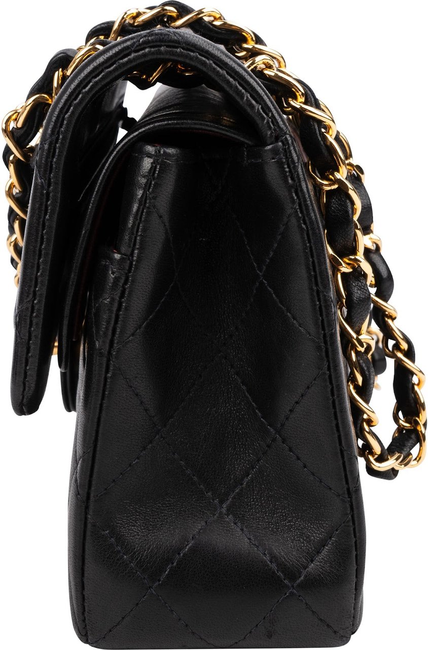 Chanel Quilted Lambskin 24K Gold Small Double Flap Shoulder Bag Zwart