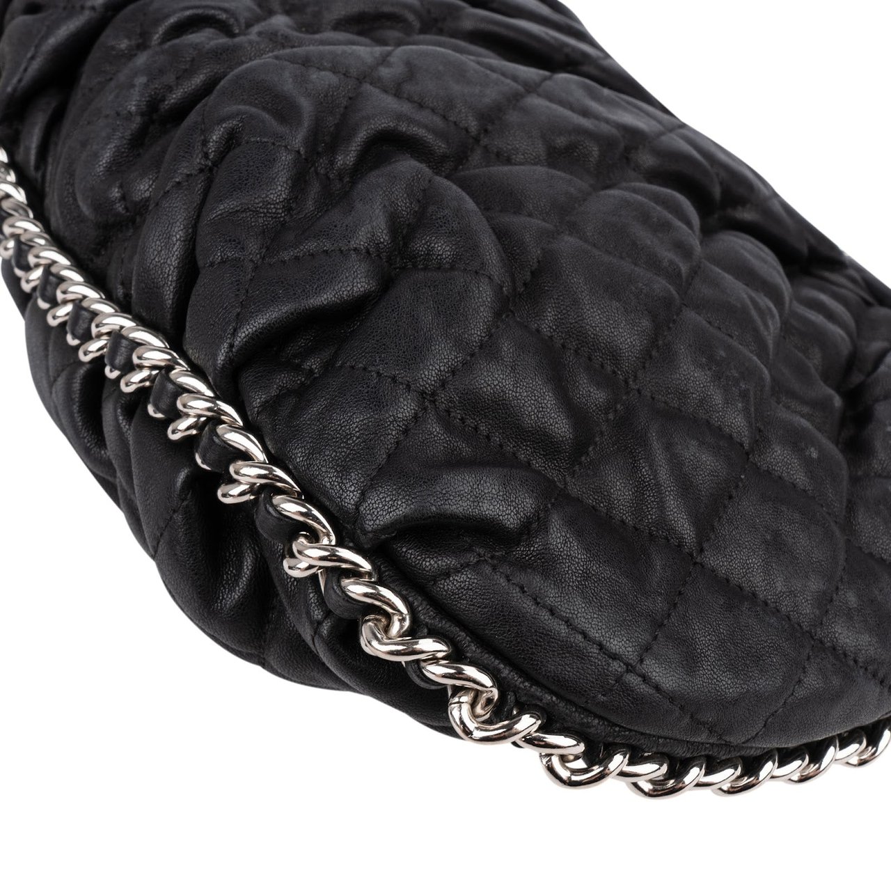 Chanel Quilted Lambskin Bubble Quilt Jumbo Single Flap Crossbody Bag Zwart