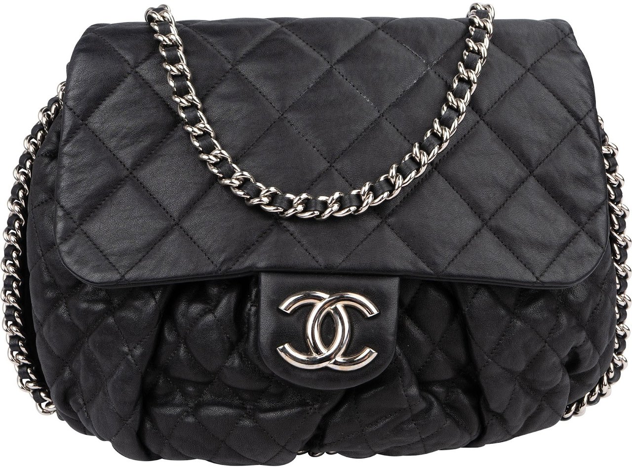 Chanel Quilted Lambskin Bubble Quilt Jumbo Single Flap Crossbody Bag Zwart