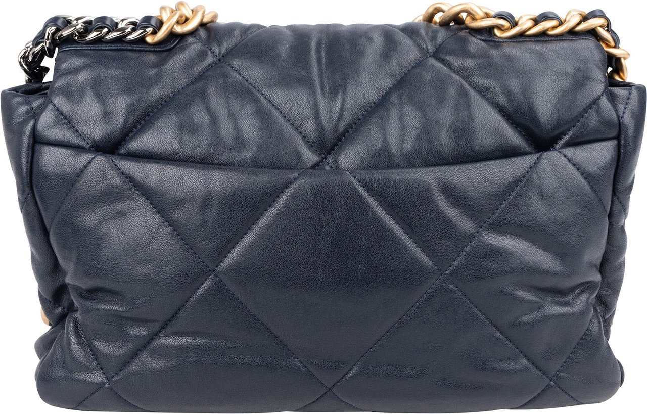 Chanel 19 Quilted Lambskin Chanel Single Flap Crossbody Bag Navy