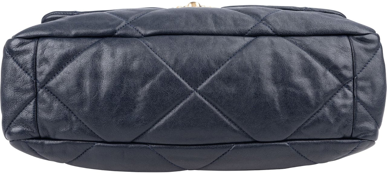 Chanel 19 Quilted Lambskin Chanel Single Flap Crossbody Bag Navy