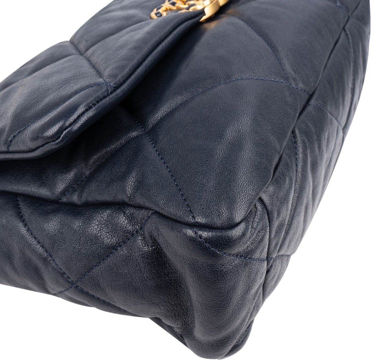 Chanel 19 Quilted Lambskin Chanel Single Flap Crossbody Bag Navy