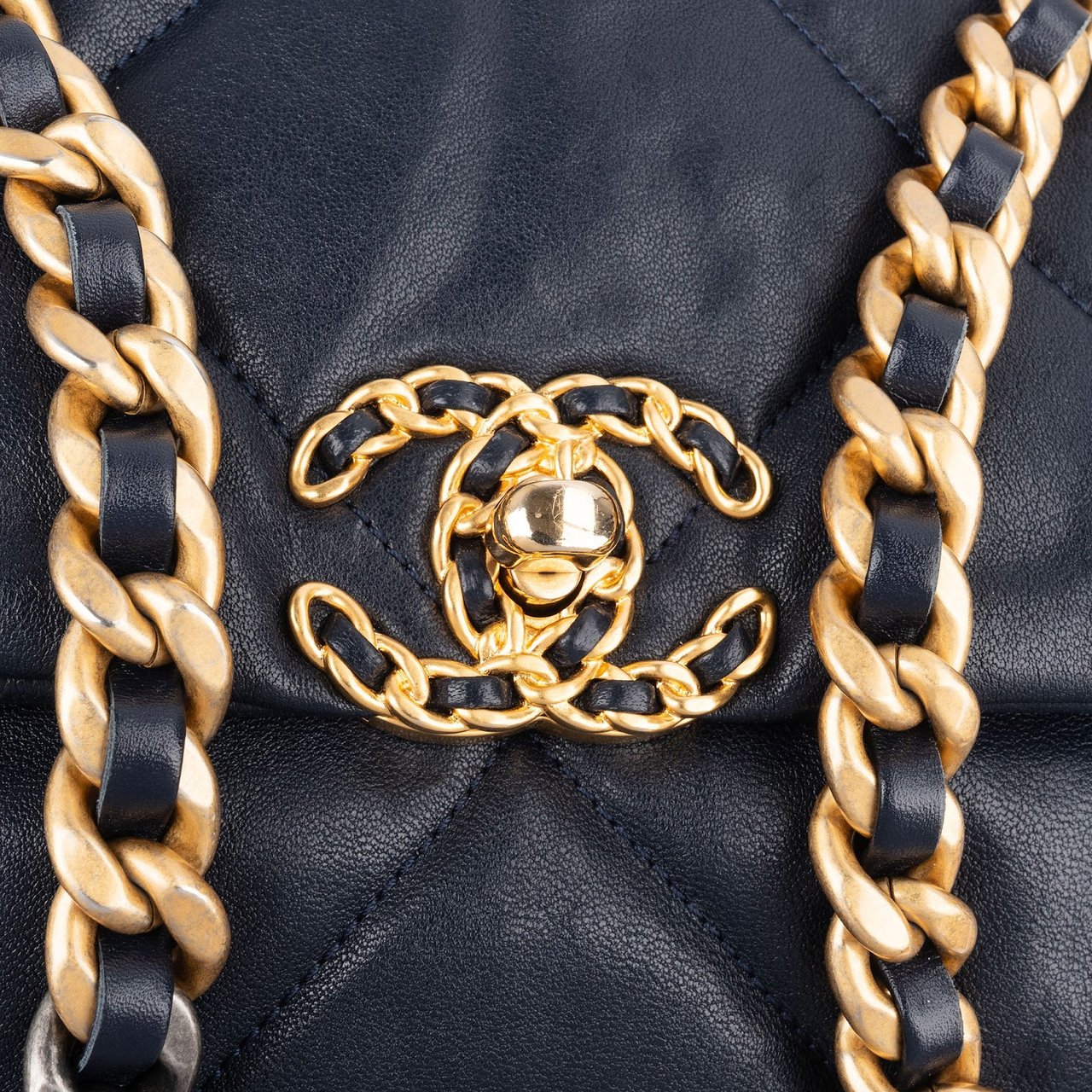 Chanel 19 Quilted Lambskin Chanel Single Flap Crossbody Bag Navy