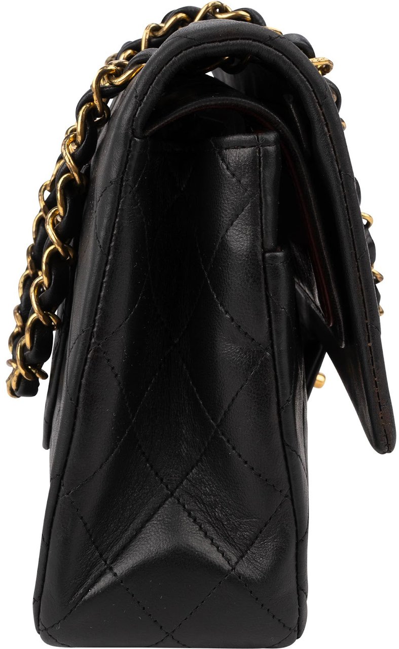 Chanel Quilted Lambskin 24K Gold Medium Double Flap Shoulder Bag Zwart