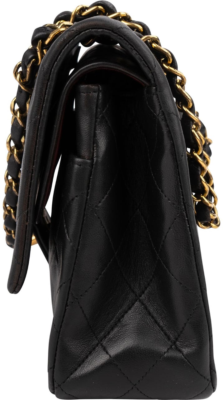 Chanel Quilted Lambskin 24K Gold Medium Double Flap Shoulder Bag Zwart