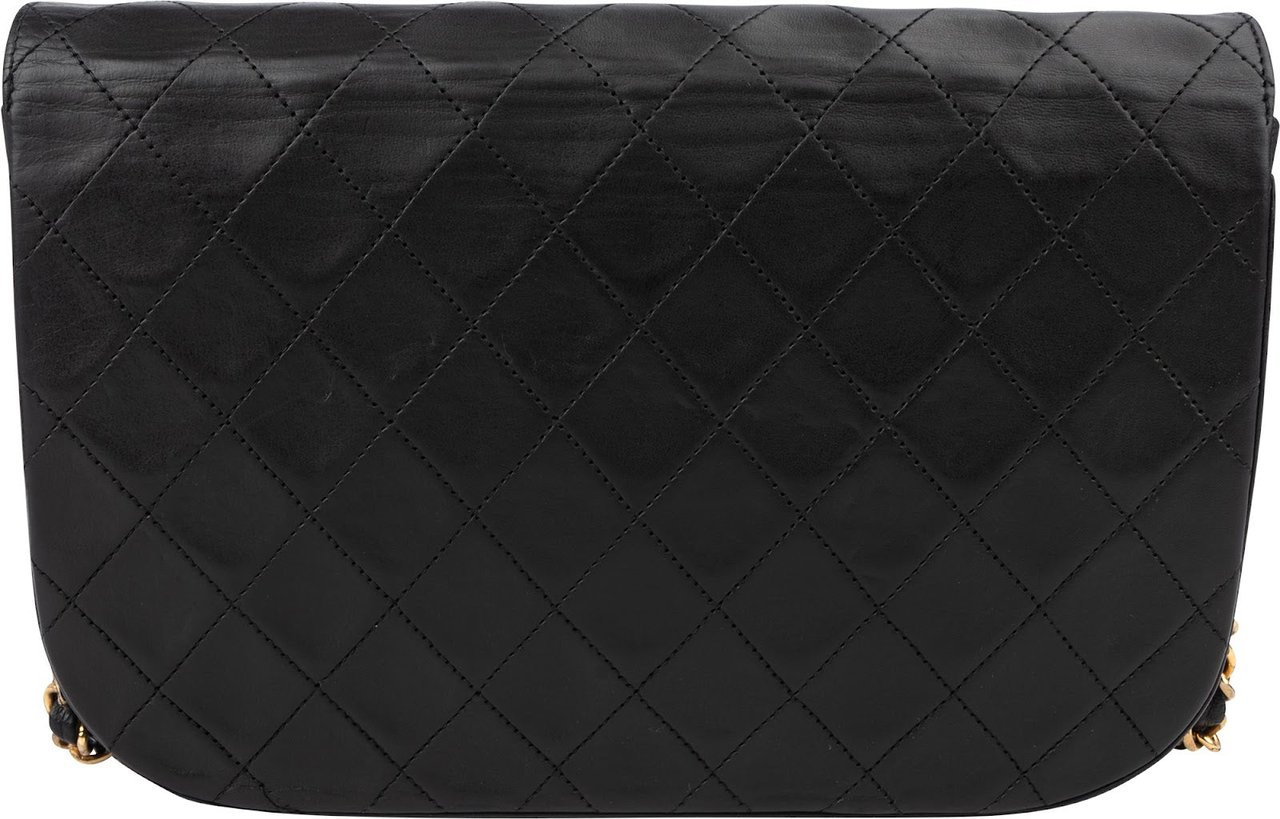 Chanel Quilted Lambskin 24K Gold Double Flap Shoulder Bag Zwart