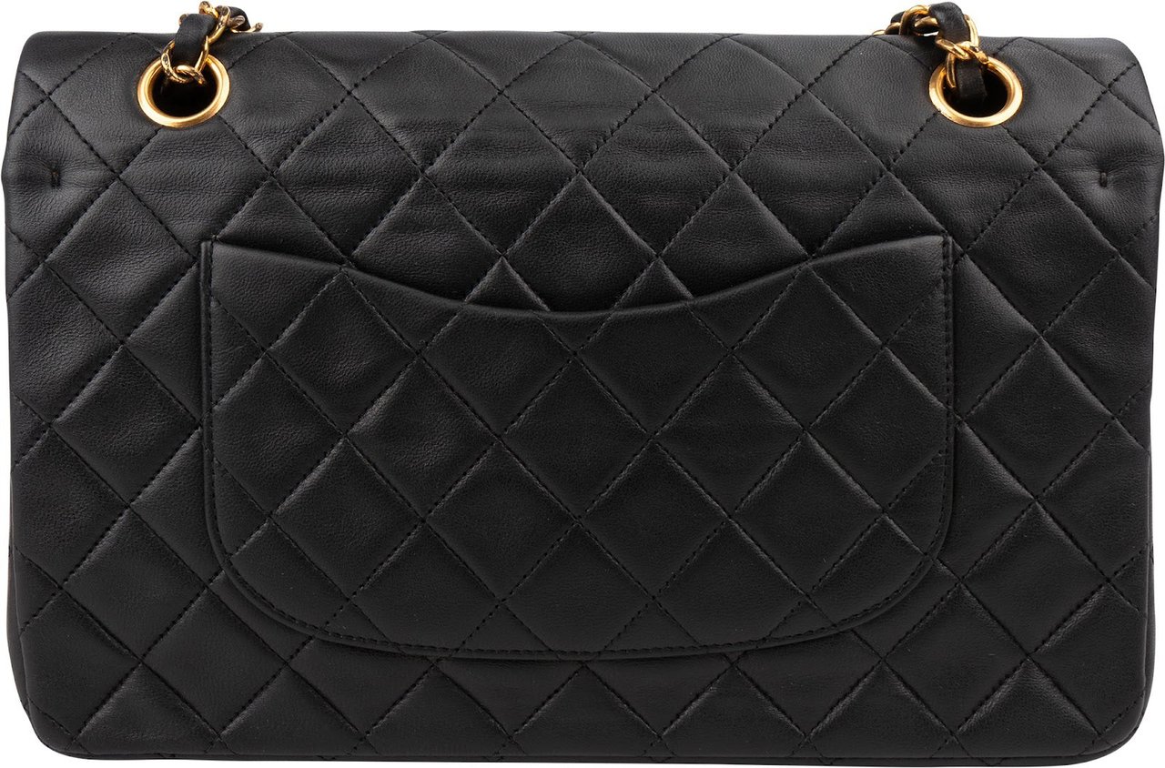 Chanel Quilted Lambskin 24K Gold Medium Double Flap Shoulder Bag Zwart