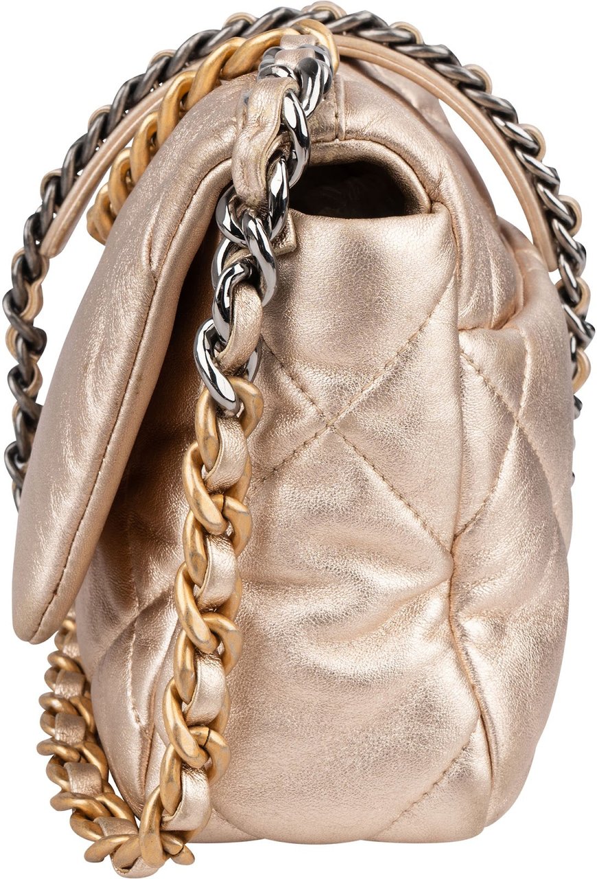 Chanel 19 Quilted Metallic Lambskin Chanel Single Flap Crossbody Bag Divers