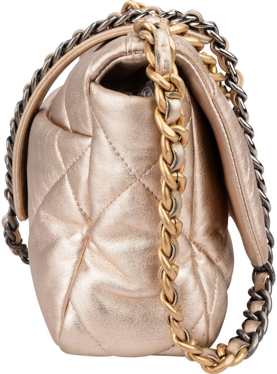 Chanel 19 Quilted Metallic Lambskin Chanel Single Flap Crossbody Bag Divers